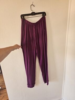 Raquel Allegra Anthropologie Rich Purple Rayon Pants Womens Sz 2/M